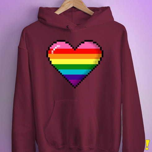 Gilbert Baker LGBTQ Rainbow Pride Pixel Heart - Maroon